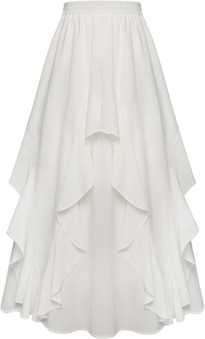 Scarlet Darkness Women Renaissance Long Maxi Skirt Double Layered Ruffled Irregular Chiffon Skirts in Saudi Arabia