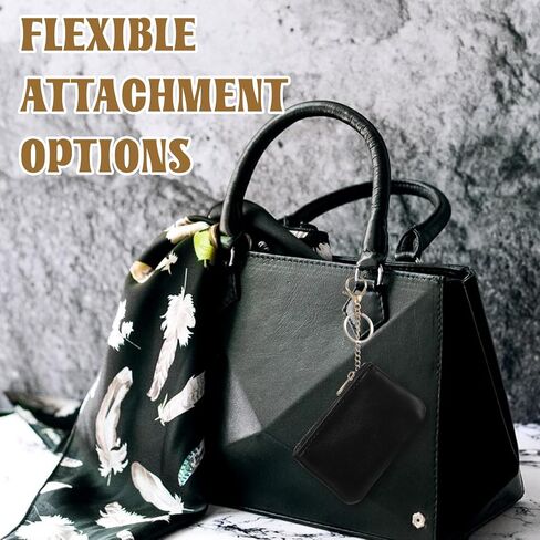 2 Pcs Leather Coin Purse Small Zipper Change Pouch with Keychain Mini Zip Key Ring Card Holder Portable Keychain Wallet Clutch for Women Men Kids Credit ID Folded Bills Headset Lipstick in Saudi Arabia