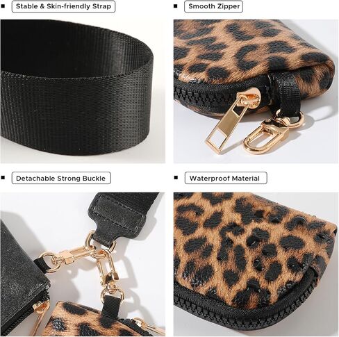 Mini Zip Around Wristlet Wallet for Women - Dual Pouch Keychain Coin Purse, Faux Leather Portable Small Purse with Detachable Strap, Cute Wristlet Wallet for Women (Black) in Saudi Arabia