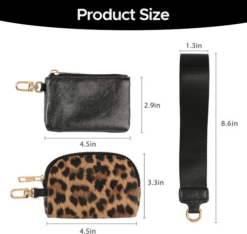 Mini Zip Around Wristlet Wallet for Women - Dual Pouch Keychain Coin Purse, Faux Leather Portable Small Purse with Detachable Strap, Cute Wristlet Wallet for Women (Black) in Saudi Arabia