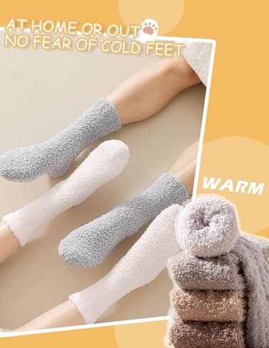 Josnown Fuzzy Socks for Women Cozy Soft Fluffy Slipper Warm Winter Plush Sleep Socks Christmas Gifts for Women, Size 5-10 in Saudi Arabia