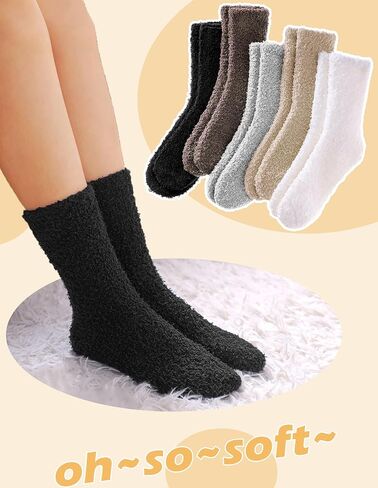 Josnown Fuzzy Socks for Women Cozy Soft Fluffy Slipper Warm Winter Plush Sleep Socks Christmas Gifts for Women, Size 5-10 in Saudi Arabia
