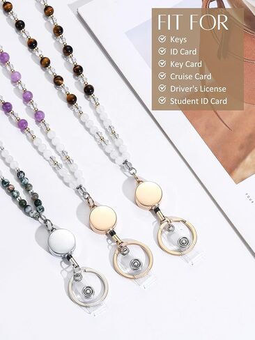حبال LENYNAL لشارات الهوية والمفاتيح، حبل قابل للسحب من الحجر الطبيعي متين 3.0 حبل مطرز للنساء المعلمات in Kuwait