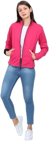 Women Color block Zip up Casual Jacket in Kuwait
