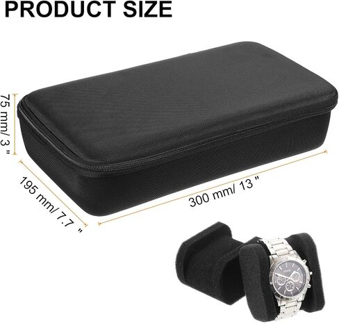 uxcell 4 Slots Hard Watch Travel Case, Watch Display Storage Box Organizer for Men Women with Soft Pillow for Most Watches and Smart Watches Up to 40mm, Black in Saudi Arabia