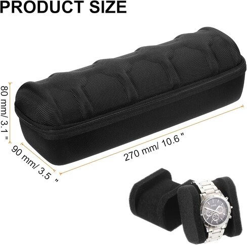 uxcell 4 Slots Hard Watch Travel Case, Watch Display Storage Box Organizer for Men Women with Soft Pillow for Most Watches and Smart Watches Up to 40mm, Black in Saudi Arabia