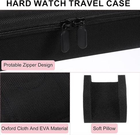 uxcell 4 Slots Hard Watch Travel Case, Watch Display Storage Box Organizer for Men Women with Soft Pillow for Most Watches and Smart Watches Up to 40mm, Black in Saudi Arabia