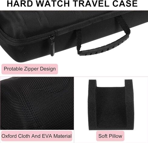 uxcell 4 Slots Hard Watch Travel Case, Watch Display Storage Box Organizer for Men Women with Soft Pillow for Most Watches and Smart Watches Up to 40mm, Black in Saudi Arabia
