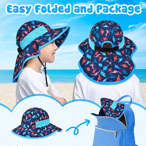 Toddler Baby Sun Hat Kids Summer UPF 50+ for Boys Girls Adjustable Beach Hats with Bucket Wide Brim Age 2-9 Years in Saudi Arabia