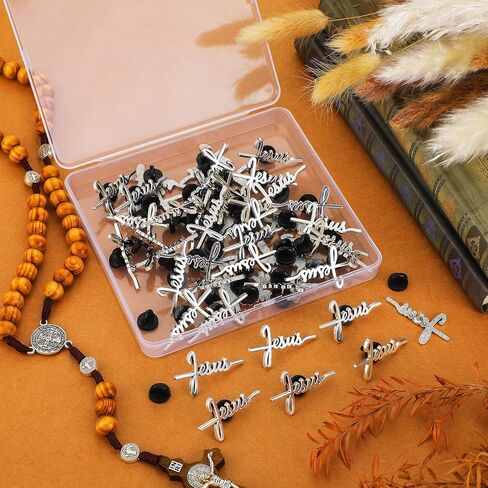 Yinkin 50 Pcs Cross Pins Bulk Jesus Lapel Pins Christian Memorial Brooch for Men Women Chaplain Church Prayer Activities in Kuwait