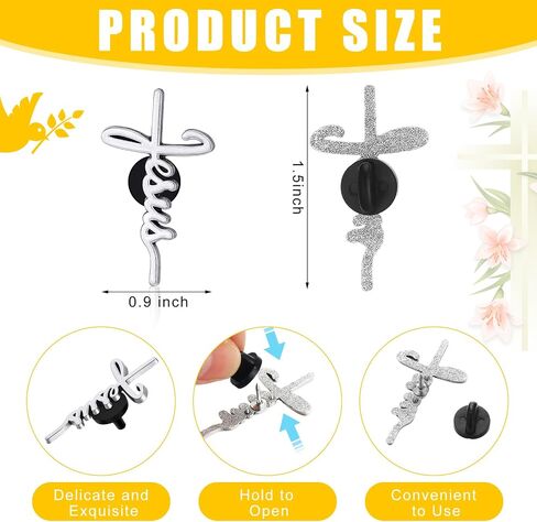 Yinkin 50 Pcs Cross Pins Bulk Jesus Lapel Pins Christian Memorial Brooch for Men Women Chaplain Church Prayer Activities in Kuwait