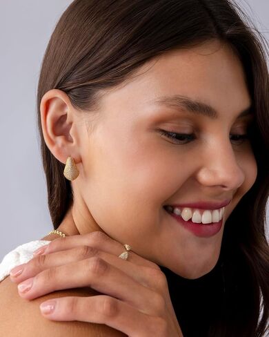 PAVOI 14K Gold-Plated Sterling Silver Posts Chunky Studded Teardrop Pavé Drop Dangle Earrings for Women | Cubic Zirconia Statement Earring Pair in Kuwait