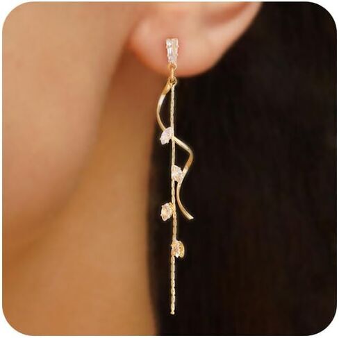 VRIUA Dangle Earrings for Women - 14K Gold Plated Statement Drop Earrings Dainty CZ Wedding Dangling Earrings Trendy Jewelry in Saudi Arabia
