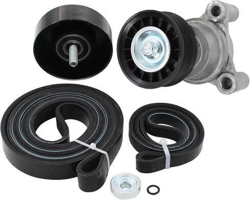 Motoku Accessory Drive Belt Belt Assolbly مع حزام السربنتين وكرة العاطلة لـ Chevy Colorado Silverado Express Tahoe Suburban GMC Canyon Sierra Yukon Savana for Cadillac Escalade in Saudi Arabia