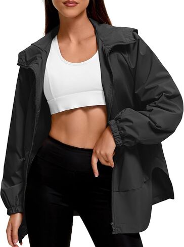 Zando Rain Jacket for Women Waterproof Lightweight Raincoat with Hood Packable Windbreaker with Pockets for Outdoor in Saudi Arabia