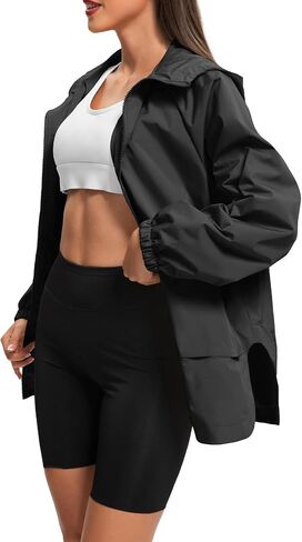 Zando Rain Jacket for Women Waterproof Lightweight Raincoat with Hood Packable Windbreaker with Pockets for Outdoor in Saudi Arabia