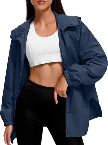 Zando Rain Jacket for Women Waterproof Lightweight Raincoat with Hood Packable Windbreaker with Pockets for Outdoor in Saudi Arabia