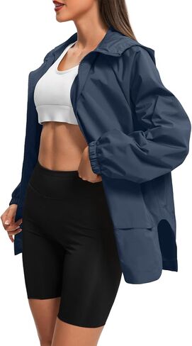 Zando Rain Jacket for Women Waterproof Lightweight Raincoat with Hood Packable Windbreaker with Pockets for Outdoor in Saudi Arabia