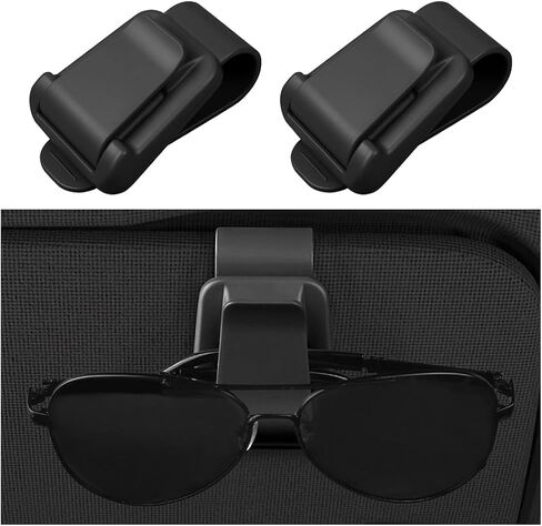Mandark Car Sunglass Holder, 2PCS Vehicle Sun Visor Eyeglasses Holder Clip, Automotive Interior Glasses Ticket Card Organizer Mount Hanger Clip Accessories, Universal for Most Cars (Black) in Saudi Arabia