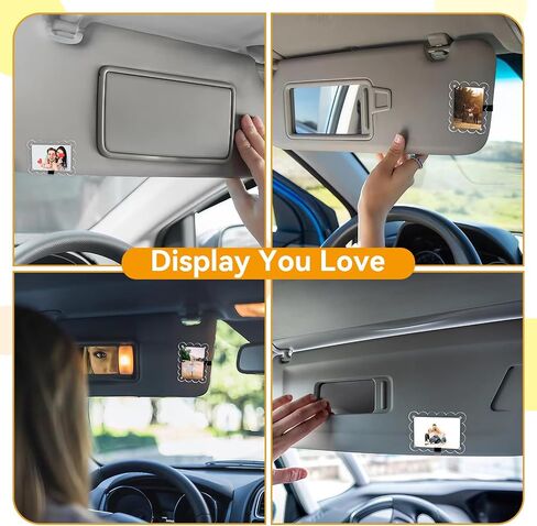 LECART 2 Pack Car Picture Holder, Personalized Acrylic Visor Clip Picture Frame, Magnetic Photo Display Frames for Family, Couples, Drivers, Car Sun Visor, Locker, Safe Driving Presents 4.73"x3.15" in Saudi Arabia