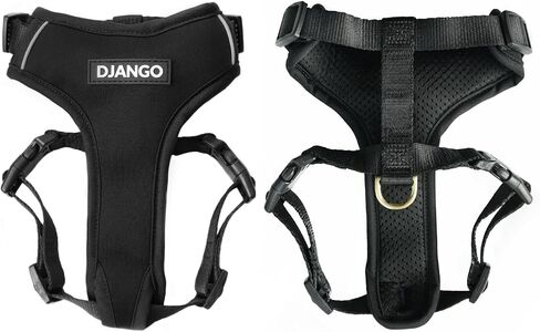 سرج DJANGO Adventure للكلاب - سرج مريح ومتين وعاكس للكلاب من النيوبرين للمغامرات الخارجية والارتداء اليومي - تصميم قابل للتعديل مع أجزاء صلبة من النحاس الصلب (متوسط، أخضر غابي) in Kuwait