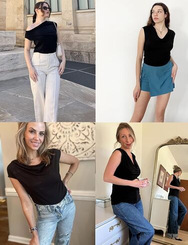 Zeagoo Tank Top for Women Trendy Going Out Tops Sleeveless Shirts Ruched Business Casual Basic Tunic Tops in Kuwait