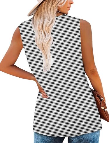 BETTE BOUTIK Womens Sleeveless Tunics Henley Shirts V-Neck Button Down Blouse Tank Tops Casual Pleated Basic S-3XL in Kuwait