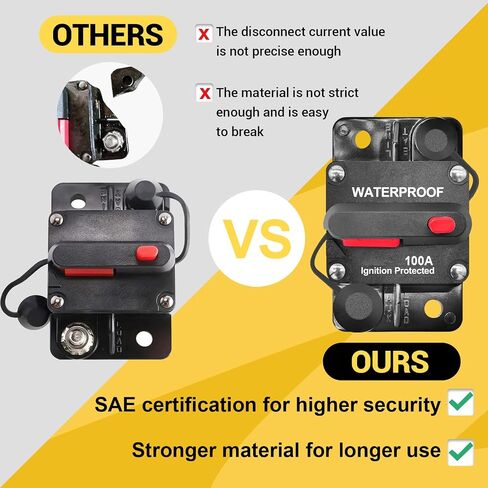 100Amp Circuit Breaker DC 12V-48V for Marine Boat Trolling Motor Automotive RV Trailer Car Solar System Battery Disconnect with Manual Reset Switch, IP67 Waterproof (Pack of 2) in Kuwait