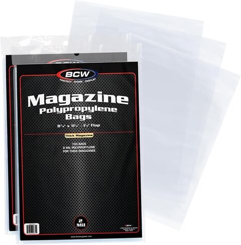 BCW Thick Magazine Bags - 5 Pack of 500 | Acid-Free, Clear Polypropylene Sleeves for Archival-Quality Storage of Collectible Magazines | Protect and Showcase Your Valuable Comic Book Collection in Saudi Arabia