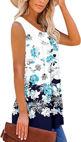 BETTE BOUTIK Womens Sleeveless Tunics Henley Shirts V-Neck Button Down Blouse Tank Tops Casual Pleated Basic S-3XL in Kuwait