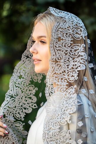 Catholic Mantilla Mass Infinity Veil Church Lace Veil Spanish Chapel Mass Head Covering Veil Long in Saudi Arabia