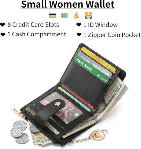 GAEKEAO Slim Wallet for Women, RFID Blocking Credit Card Holder Bifold Wallet with Zipper Coin Pocket, ID Window in Saudi Arabia