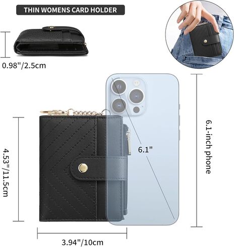 GAEKEAO Slim Wallet for Women, RFID Blocking Credit Card Holder Bifold Wallet with Zipper Coin Pocket, ID Window in Saudi Arabia