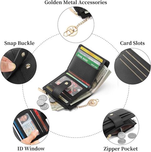 GAEKEAO Slim Wallet for Women, RFID Blocking Credit Card Holder Bifold Wallet with Zipper Coin Pocket, ID Window in Saudi Arabia