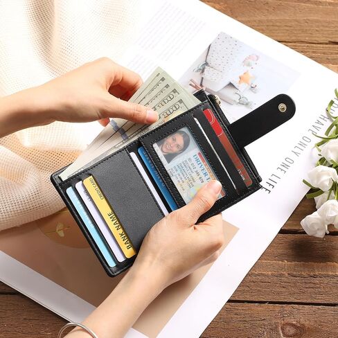 GAEKEAO Slim Wallet for Women, RFID Blocking Credit Card Holder Bifold Wallet with Zipper Coin Pocket, ID Window in Saudi Arabia
