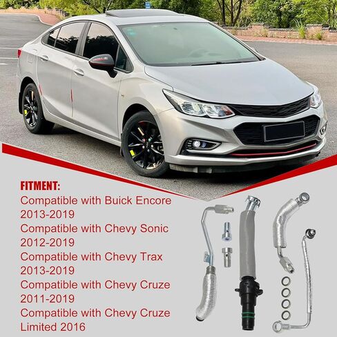 secosautoparts محرك توربو زيت أنبوب إرجاع أنبوب متوافق مع Chevy 1.4l Cruze 2011-2016 Sonic 2012-2020 Trax 2013-2021 متوافق مع Buick 1.4L Encore 2013-2021# 55587854 55569839 in Kuwait