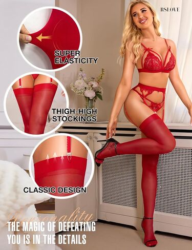 RSLOVE Thigh High Stockings for Women – Sheer Stockings Nylon Pantyhose Perfect for Garter Belts & Lingerie Outfits in Saudi Arabia