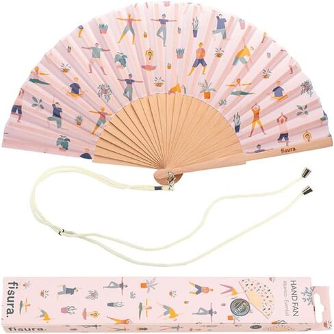 Fisura - Original corals folding fan. Blue handheld folding fan for women. Hanger included. Fans for wedding, party, gift. in Kuwait