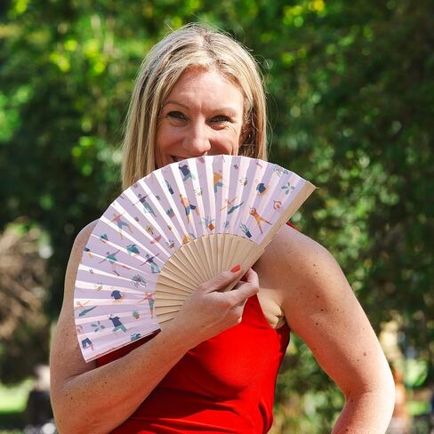 Fisura - Original corals folding fan. Blue handheld folding fan for women. Hanger included. Fans for wedding, party, gift. in Kuwait