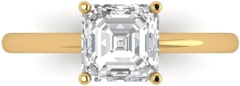 1.5 ct Asscher Cut Created Clear Diamond 14k Yellow Gold Solitaire Wedding Engagement Bridal Promise Ring in Saudi Arabia