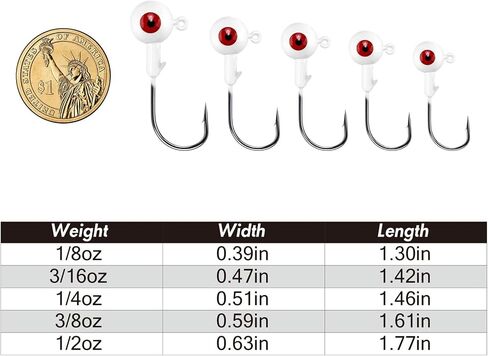Alwonder 10 Pack Round Fishing Jig Heads, Bass Ball Jigs Hooks 3D Eyes High Carbon Steel 1/8-1/2OZ Pompano Jig Heads Saltwater Freshwater Jig Head for Fishing Pompano Bass Trout Walleye Striper in Saudi Arabia