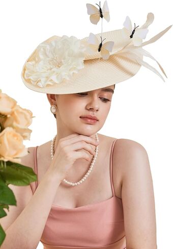 Gionforsy Fascinators Hat Flower Tea Party Hats for Women Feather Fascinator Hat for Wedding in Saudi Arabia