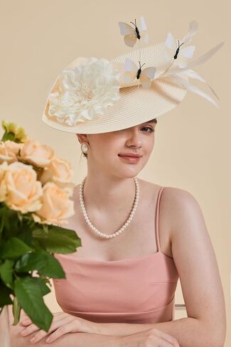 Gionforsy Fascinators Hat Flower Tea Party Hats for Women Feather Fascinator Hat for Wedding in Saudi Arabia