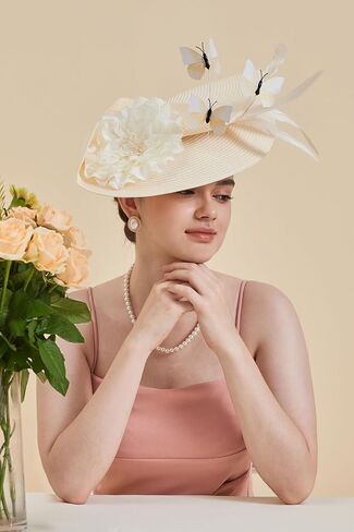Gionforsy Fascinators Hat Flower Tea Party Hats for Women Feather Fascinator Hat for Wedding in Saudi Arabia