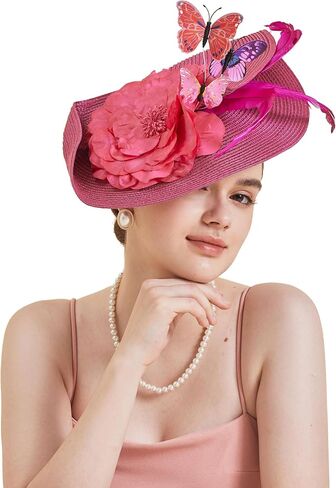 Gionforsy Fascinators Hat Flower Tea Party Hats for Women Feather Fascinator Hat for Wedding in Saudi Arabia
