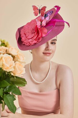 Gionforsy Fascinators Hat Flower Tea Party Hats for Women Feather Fascinator Hat for Wedding in Saudi Arabia