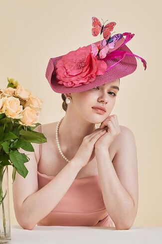 Gionforsy Fascinators Hat Flower Tea Party Hats for Women Feather Fascinator Hat for Wedding in Saudi Arabia