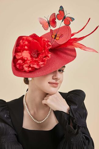 Gionforsy Fascinators Hat Flower Tea Party Hats for Women Feather Fascinator Hat for Wedding in Saudi Arabia
