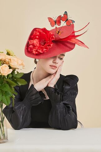 Gionforsy Fascinators Hat Flower Tea Party Hats for Women Feather Fascinator Hat for Wedding in Saudi Arabia