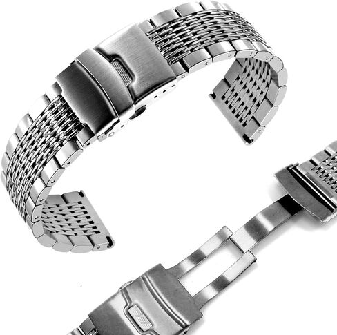 Juntan Stainless Steel Watch Band, 18mm 20mm 22mm 24mm Metal Watch Bands Straps for Men Women, Adjustable Business Watch Bracelet Silver Black with Solid Double Deployment Clasp in Saudi Arabia